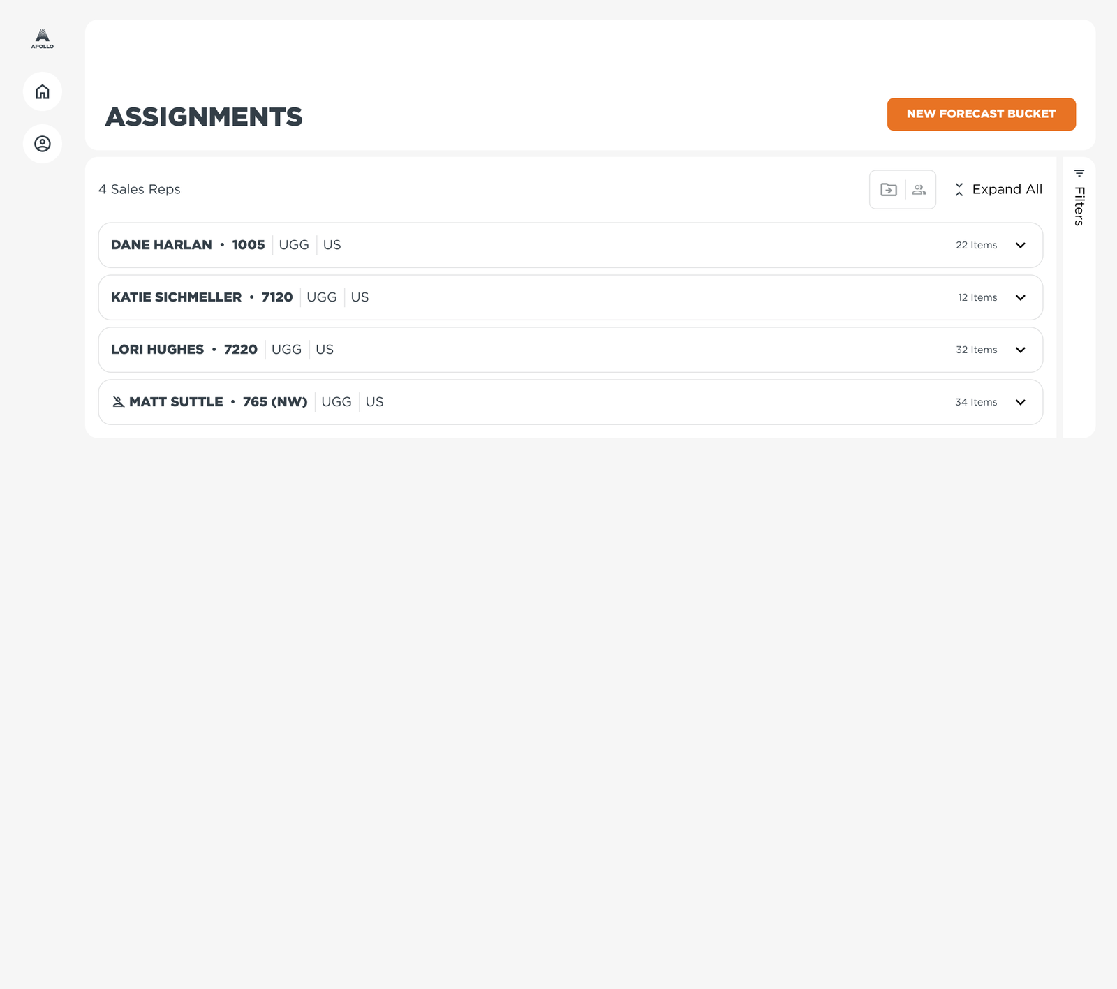 Move 11 items modal with lookup and new forecast bucket action