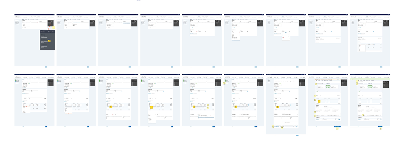 Mid-fidelity wireframe flow of the unified Move Money process